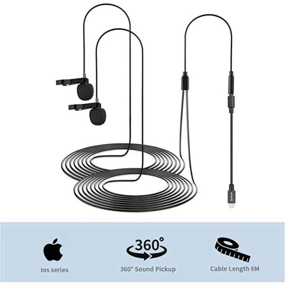 BOYA M2D Dual Mini Lavalier omnidirectional Microphone for iOS Devices